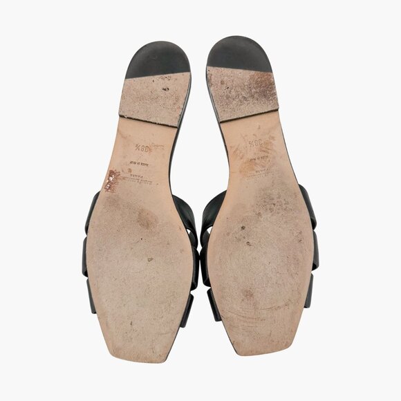 Saint Laurent Tribute Black Braided Leather Flat Slide Sandals Size 38.5 US 8.5 - Picture 12 of 15